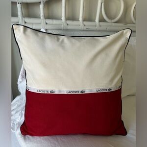 Lacoste | Color Block Red Cream Throw Pillow | Logo | Sham Only